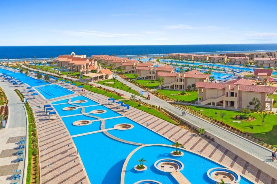 Pickalbatros Sea World Resort in Marsa Alam overzicht over de zwembaden en slaapkamers